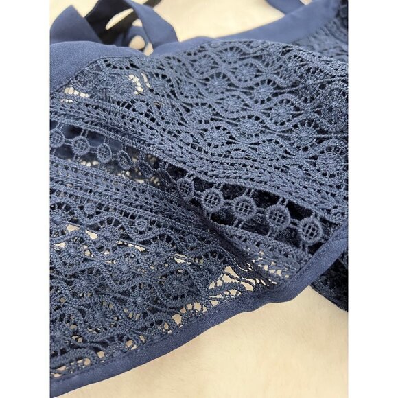 NWT Chelsea28 Size XS Tie Strap Lace Mix Dress Navy Sapphire MSRP $159 - Picture 12 of 14